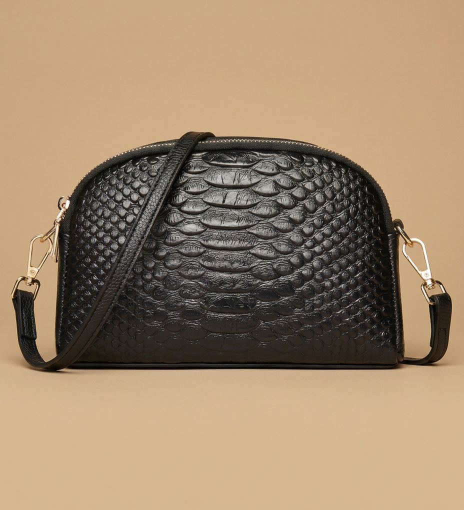 Hudson Rowe Crossbody Bag Croc Leather Women Handbag 01