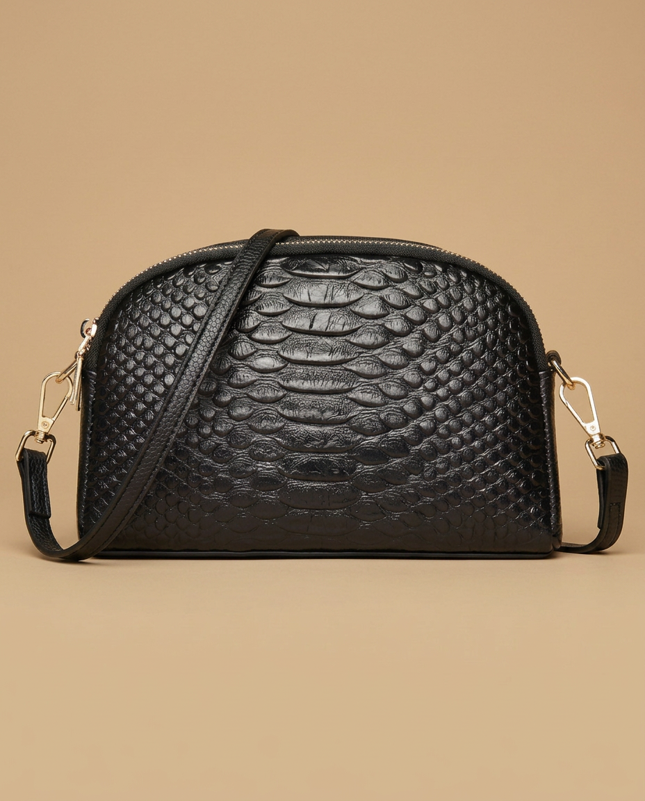 Hudson Rowe Crossbody Bag Croc Leather Women Handbag 01