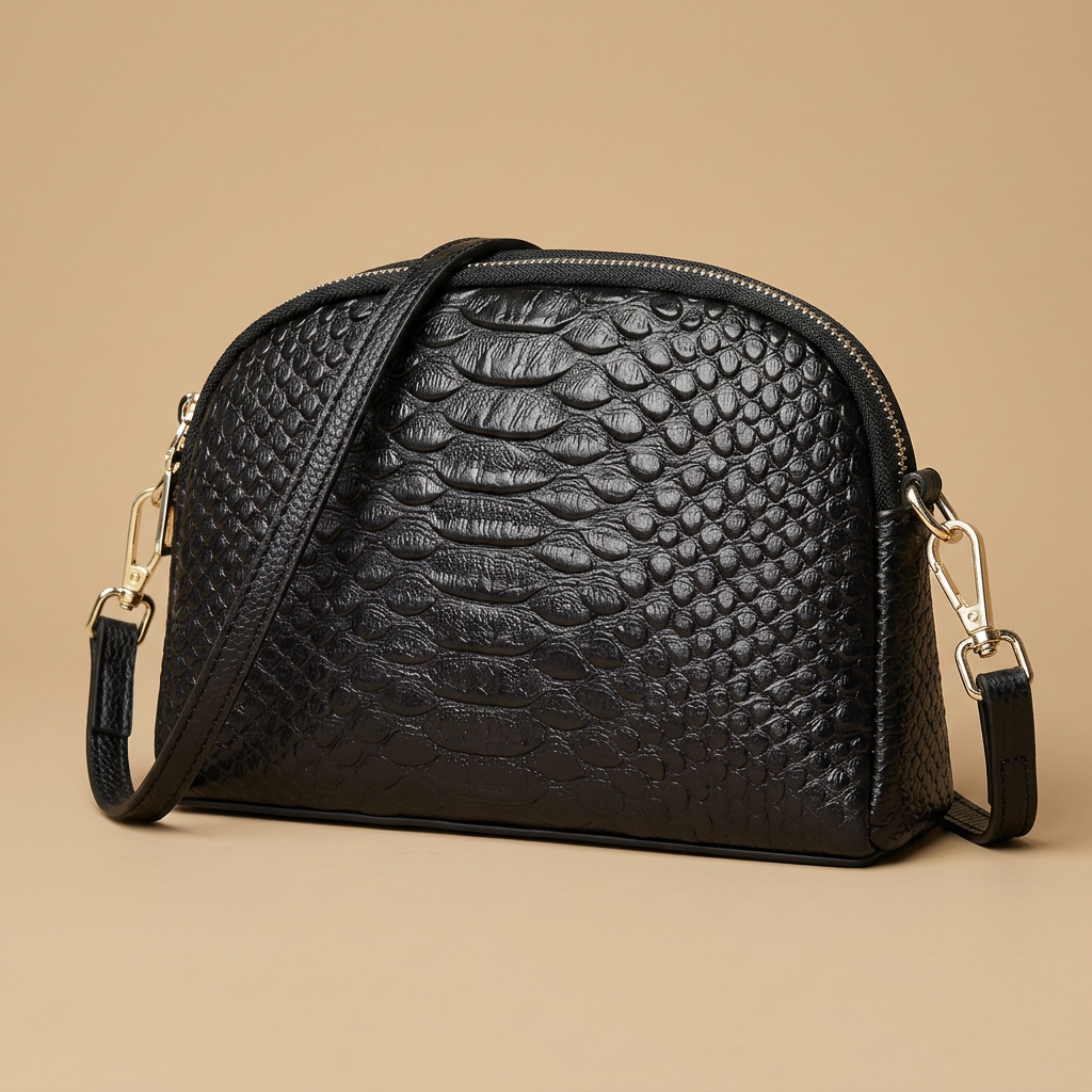 Hudson Rowe Crossbody Bag Croc Leather Women Handbag 03