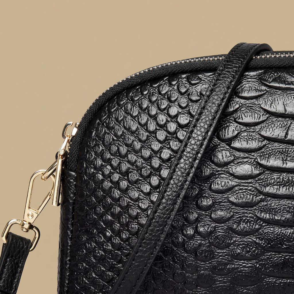 Hudson Rowe Crossbody Bag Croc Leather Women Handbag 06