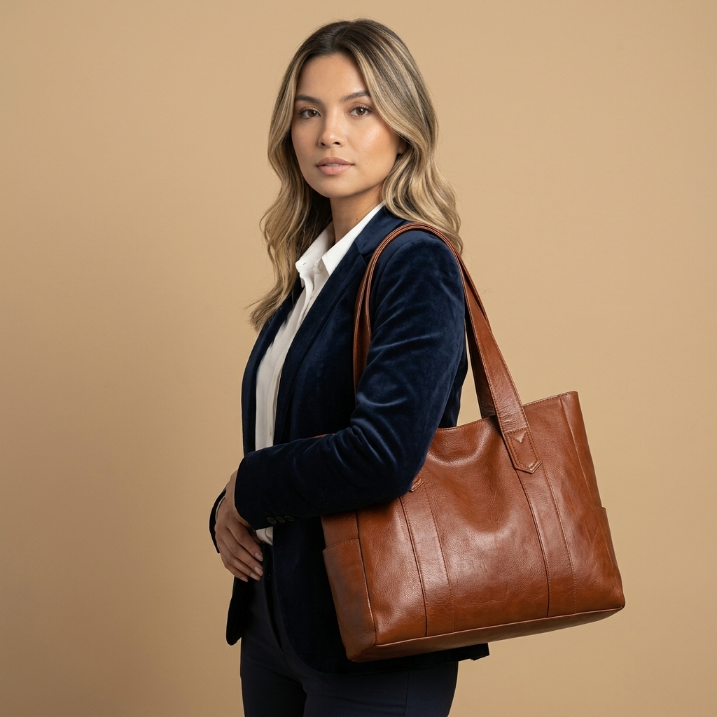 Hudson Rowe Tote Bag Large Leather Women Shoulder Bag 08