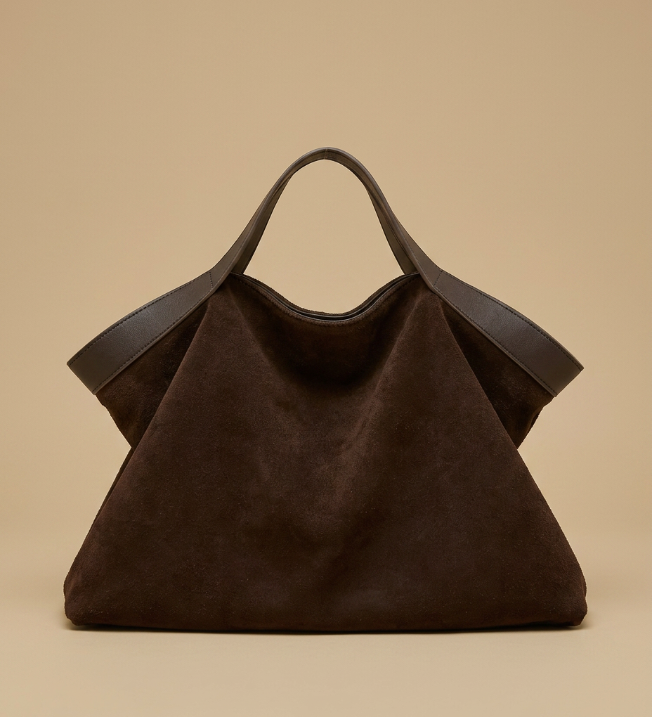 Hudson Rowe Tote Bag Large Suede Leather Handbag 01