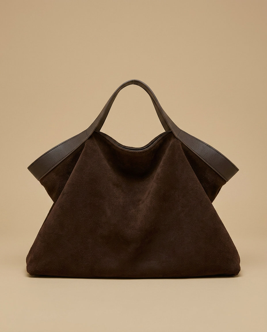Hudson Rowe Tote Bag Large Suede Leather Handbag 01
