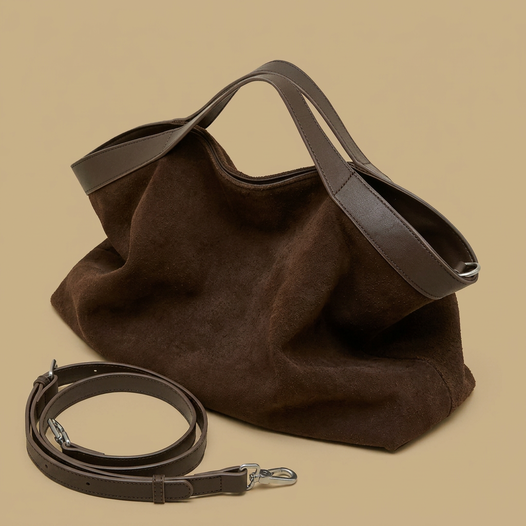 Hudson Rowe Tote Bag Large Suede Leather Handbag 03