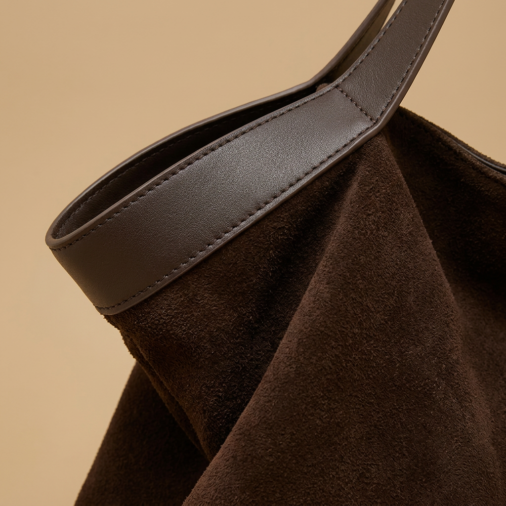 Hudson Rowe Tote Bag Large Suede Leather Handbag 04