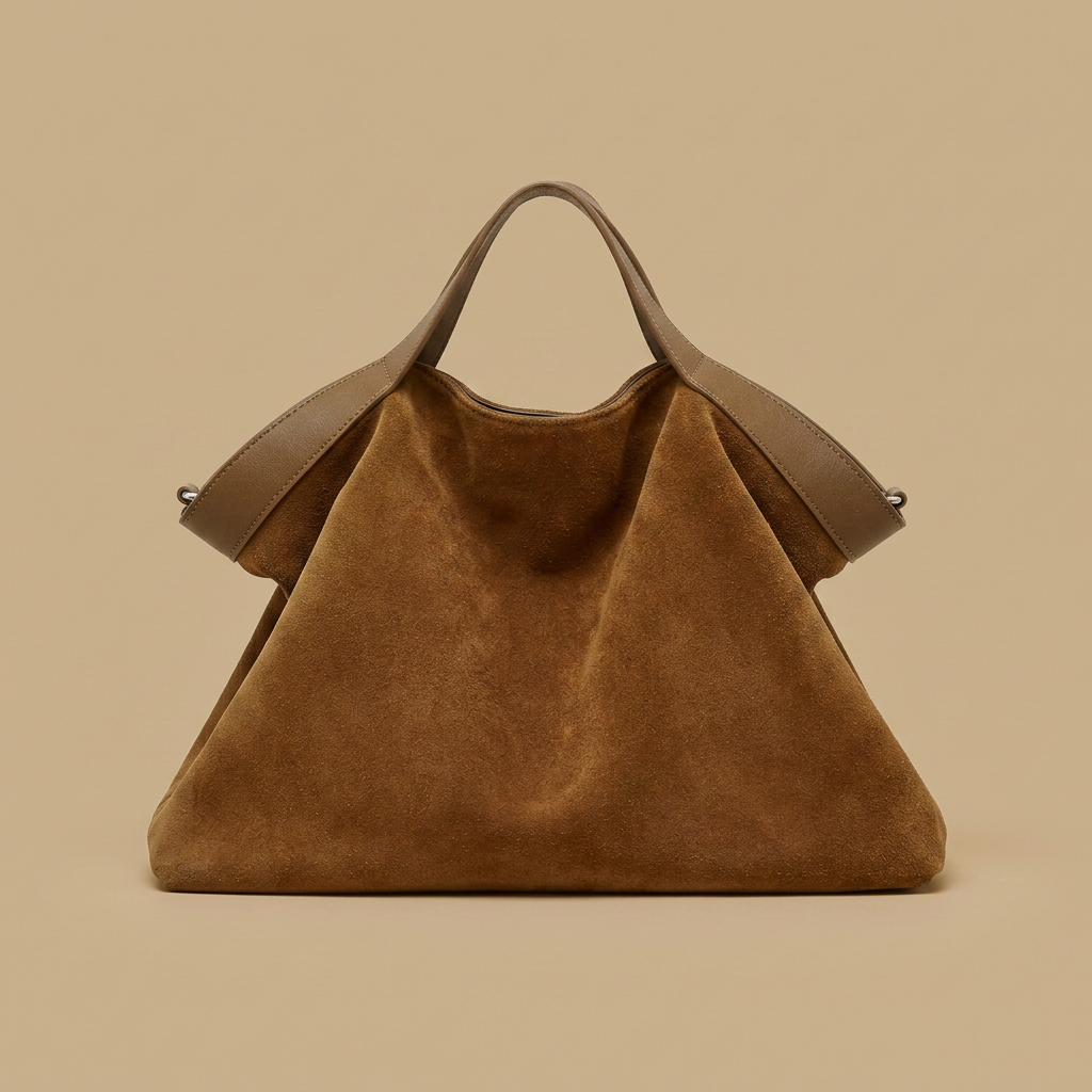 Hudson Rowe Tote Bag Large Suede Leather Handbag 08