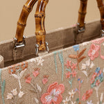 Elegant High-end Large-capacity Bamboo-handle Tote Bag Straw-woven