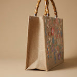 Elegant High-end Large-capacity Bamboo-handle Tote Bag Straw-woven