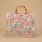 Elegant High-end Large-capacity Bamboo-handle Tote Bag Straw-woven