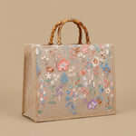 Elegant High-end Large-capacity Bamboo-handle Tote Bag Straw-woven