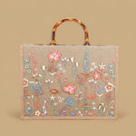 Elegant High-end Large-capacity Bamboo-handle Tote Bag Straw-woven