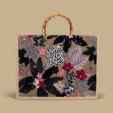 Elegant High-end Large-capacity Bamboo-handle Tote Bag Straw-woven