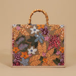 Elegant High-end Large-capacity Bamboo-handle Tote Bag Straw-woven