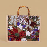 Elegant High-end Large-capacity Bamboo-handle Tote Bag Straw-woven