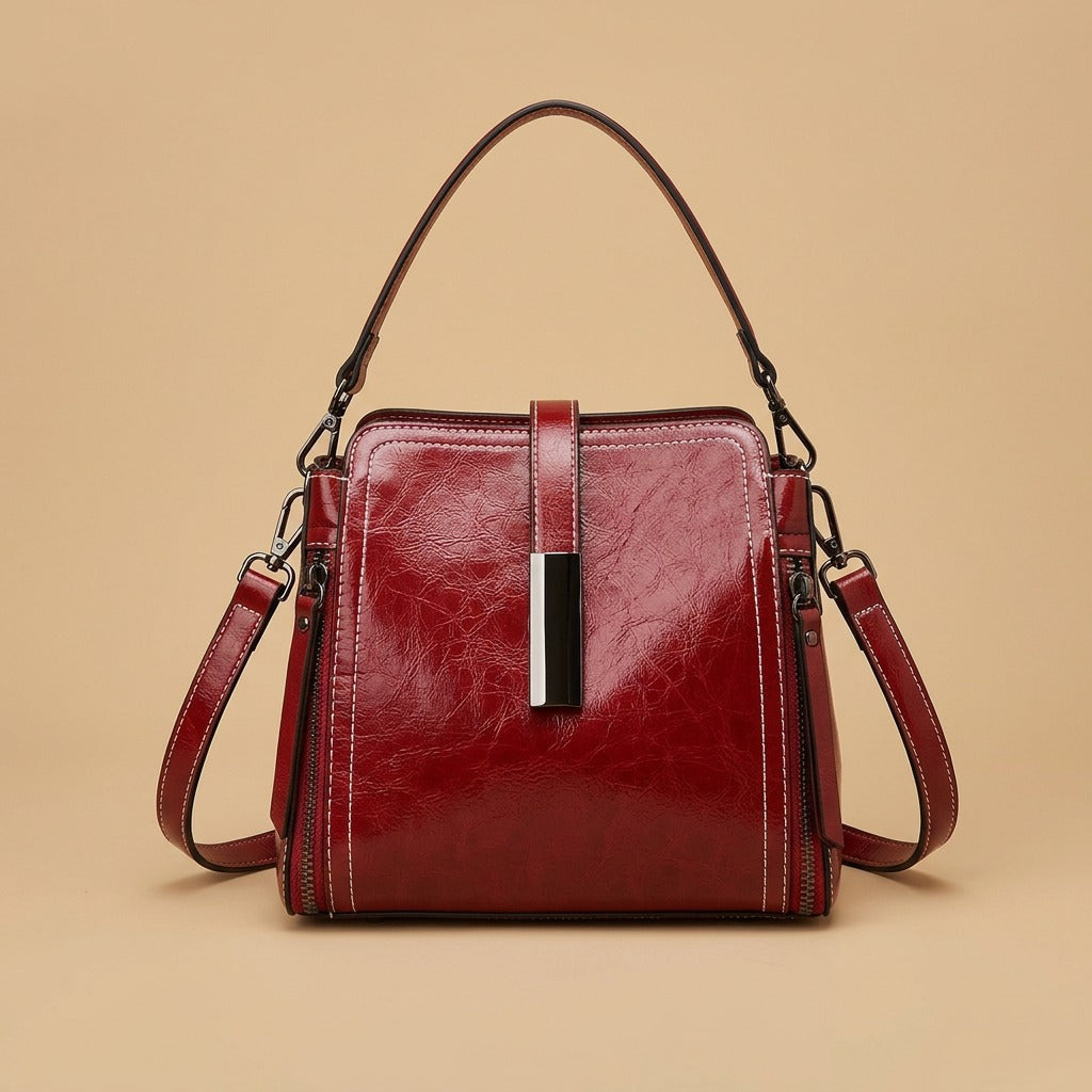 Genuine Leather Women's Fashion Portable Shoulder Commute Crossbody Bag