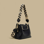 Crossbody Wide Shoulder Strap Portable Bucket Bag