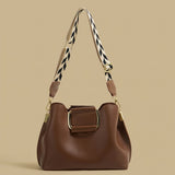 Crossbody Wide Shoulder Strap Portable Bucket Bag