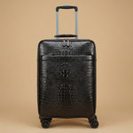Crocodile-Embossed Leather Carry-On Suitcase