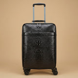 Crocodile-Embossed Leather Carry-On Suitcase