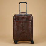 Crocodile-Embossed Leather Carry-On Suitcase