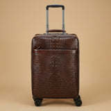 Crocodile-Embossed Leather Carry-On Suitcase