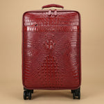 Crocodile-Embossed Leather Carry-On Suitcase