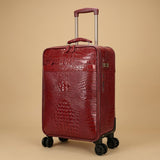 Crocodile-Embossed Leather Carry-On Suitcase