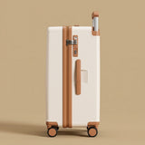 Front-Opening Wide-Handle Suitcase with Cup Holder & USB Port