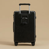 Front-Opening Wide-Handle Suitcase with Cup Holder & USB Port