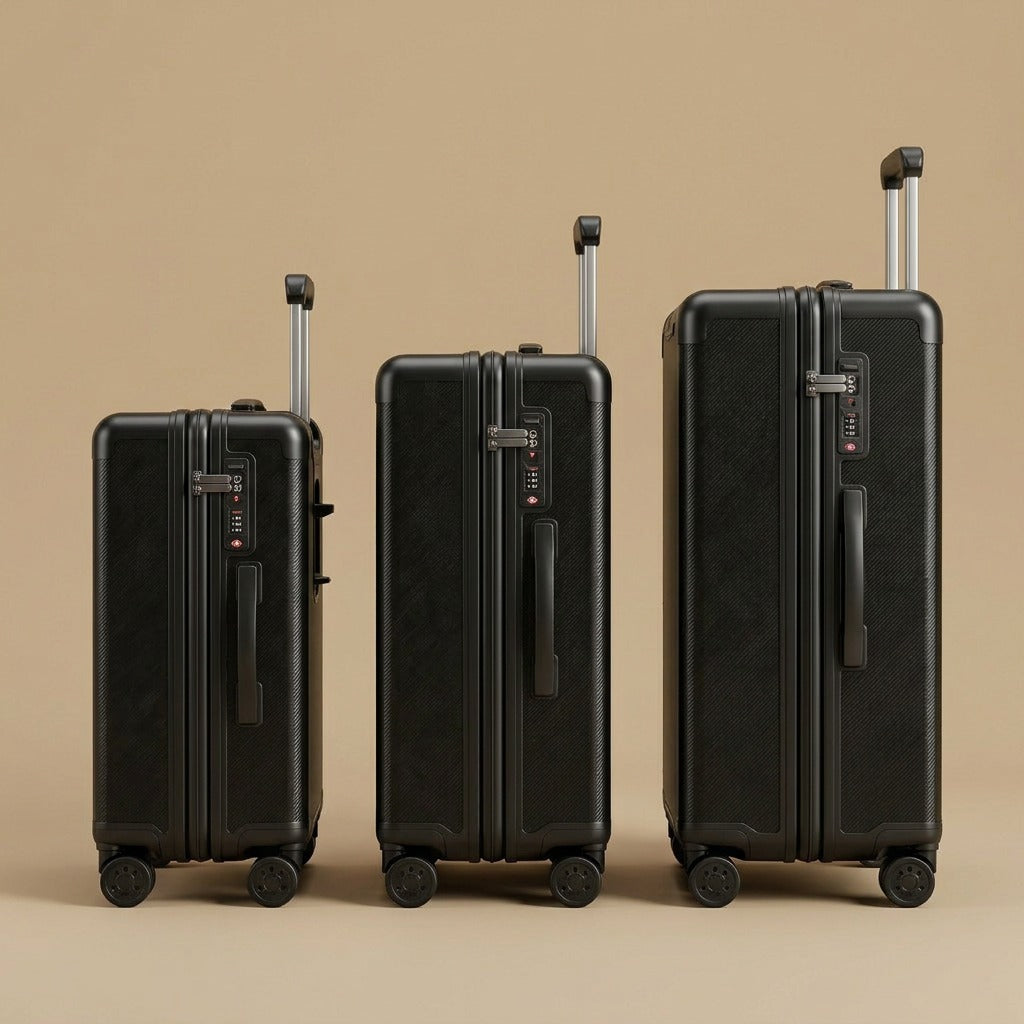 Front-Opening Wide-Handle Suitcase with Cup Holder & USB Port
