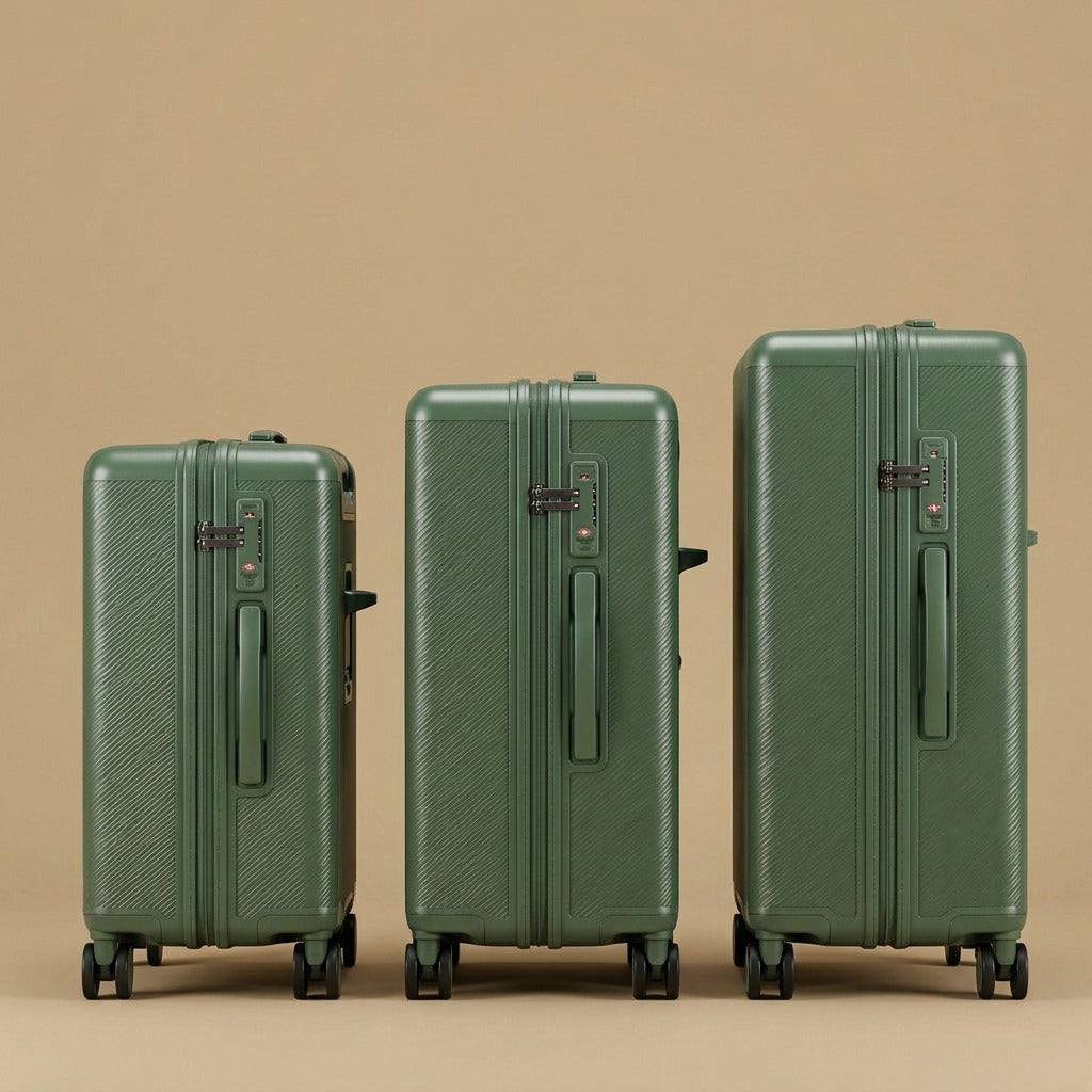 Front-Opening Wide-Handle Suitcase with Cup Holder & USB Port