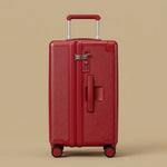 Front-Opening Wide-Handle Suitcase with Cup Holder & USB Port