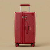 Front-Opening Wide-Handle Suitcase with Cup Holder & USB Port