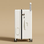 Front-Opening Wide-Handle Suitcase with Cup Holder & USB Port