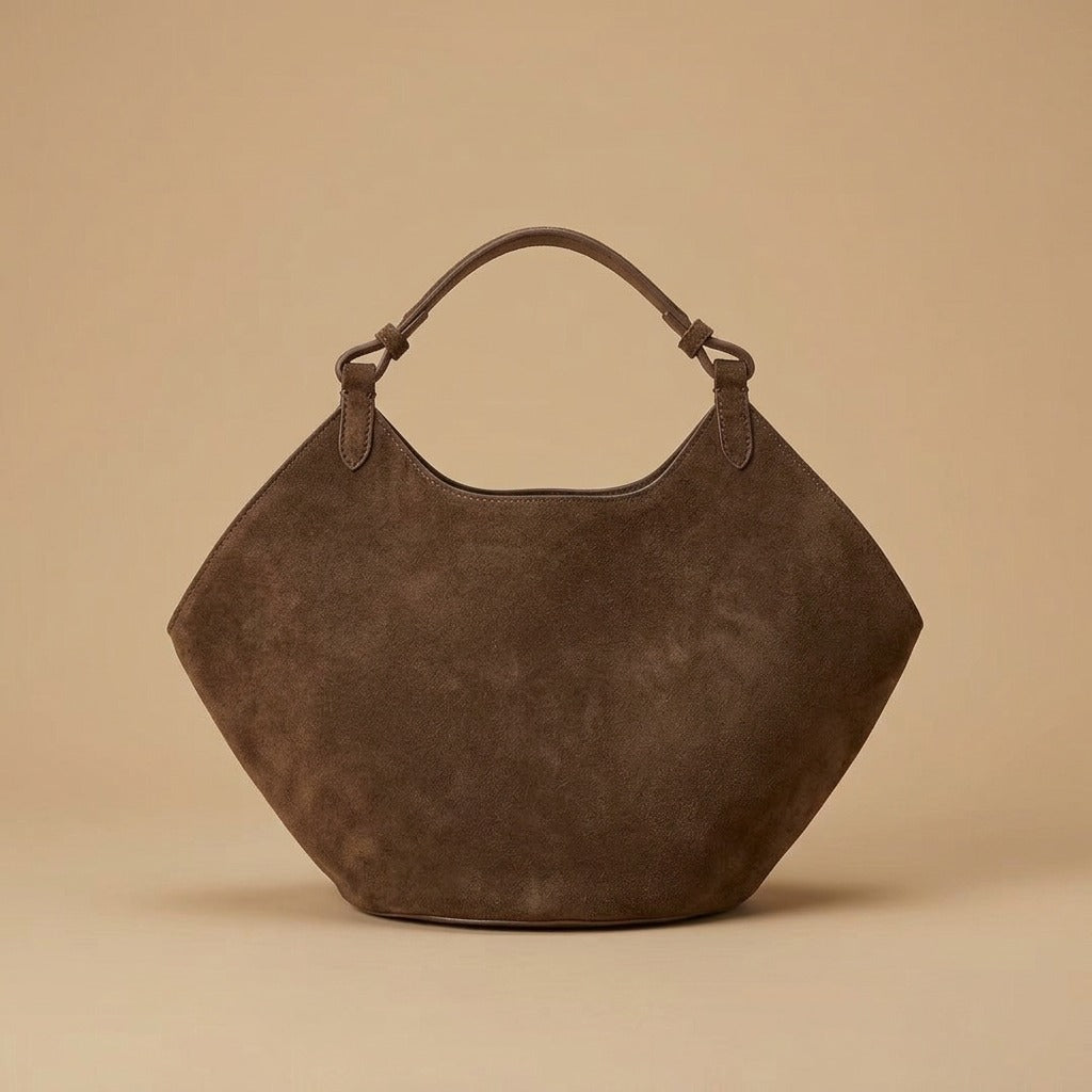 Frosted Cowhide Bucket Bag Large Capacity Genuine Leather