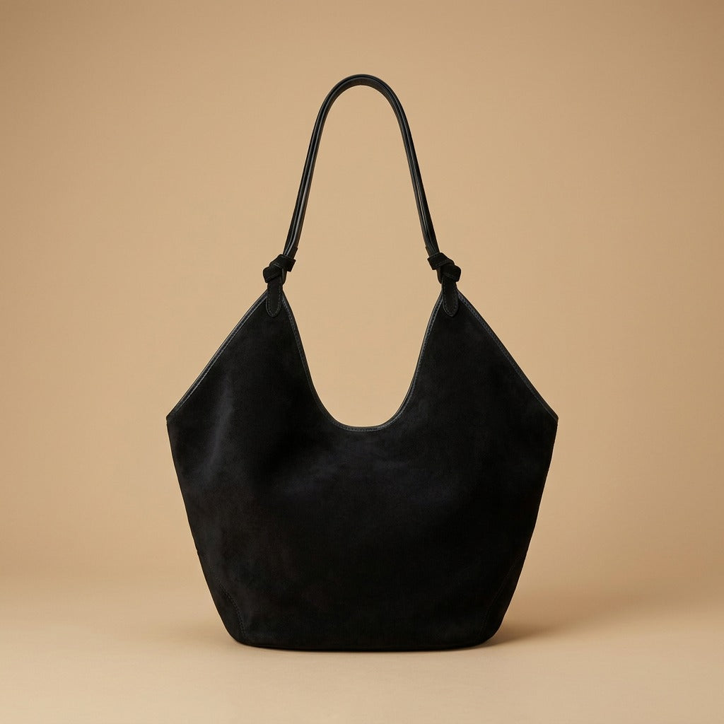 Frosted Cowhide Bucket Bag Large Capacity Genuine Leather