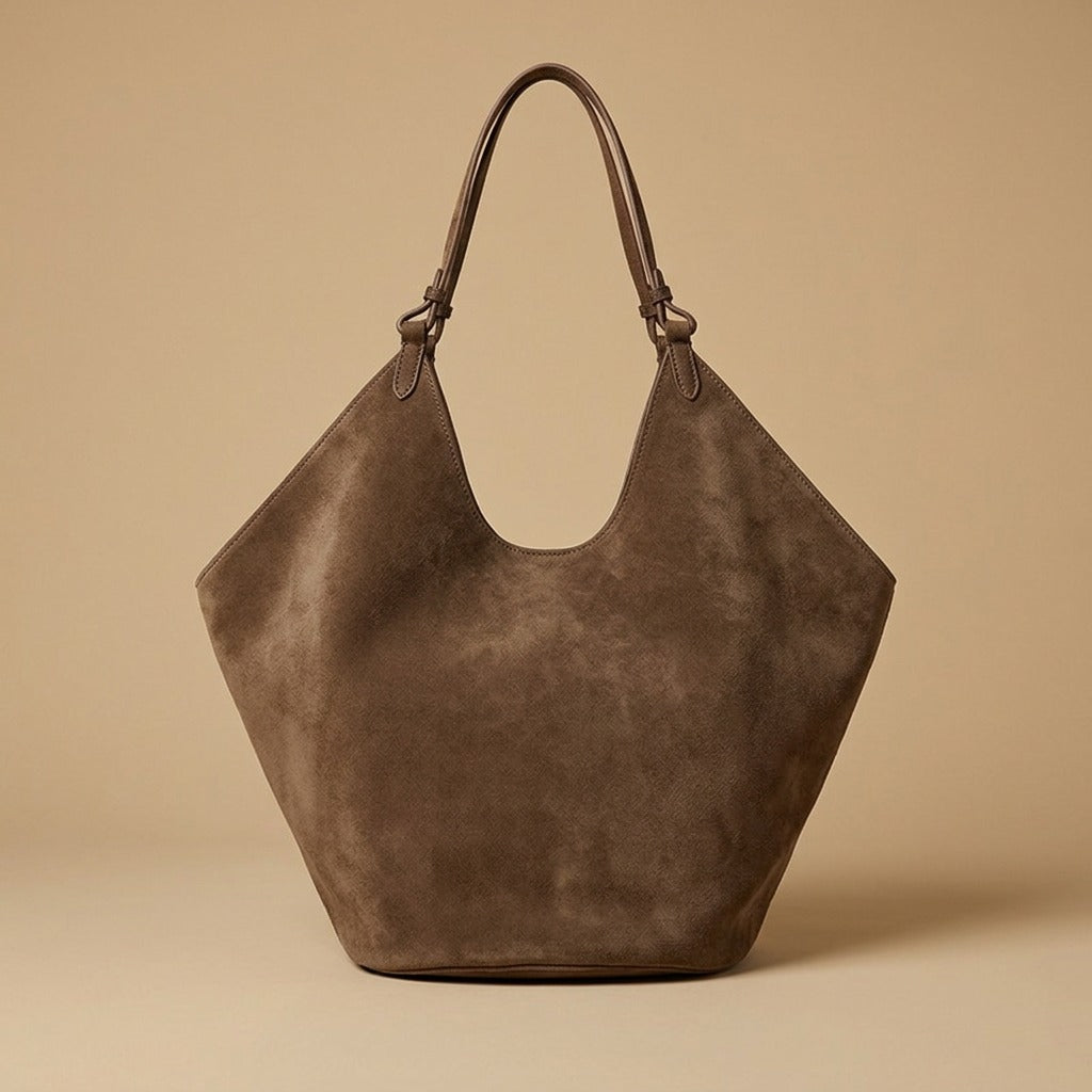Frosted Cowhide Bucket Bag Large Capacity Genuine Leather