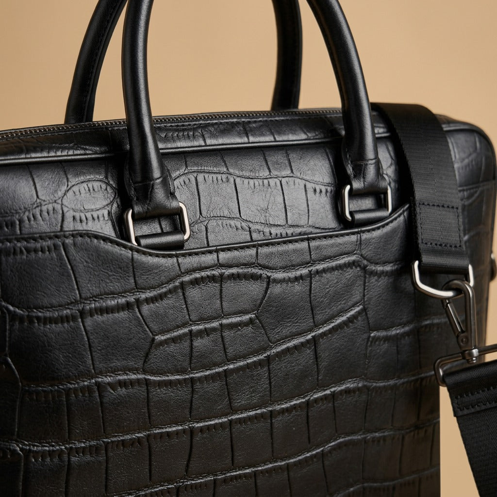 Men's Briefcase With Crocodile Pattern