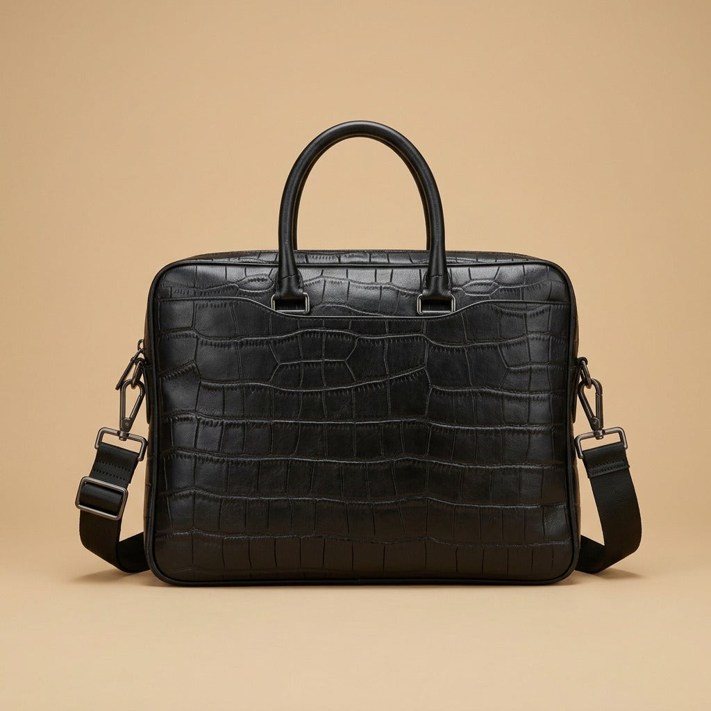 Men's Briefcase With Crocodile Pattern