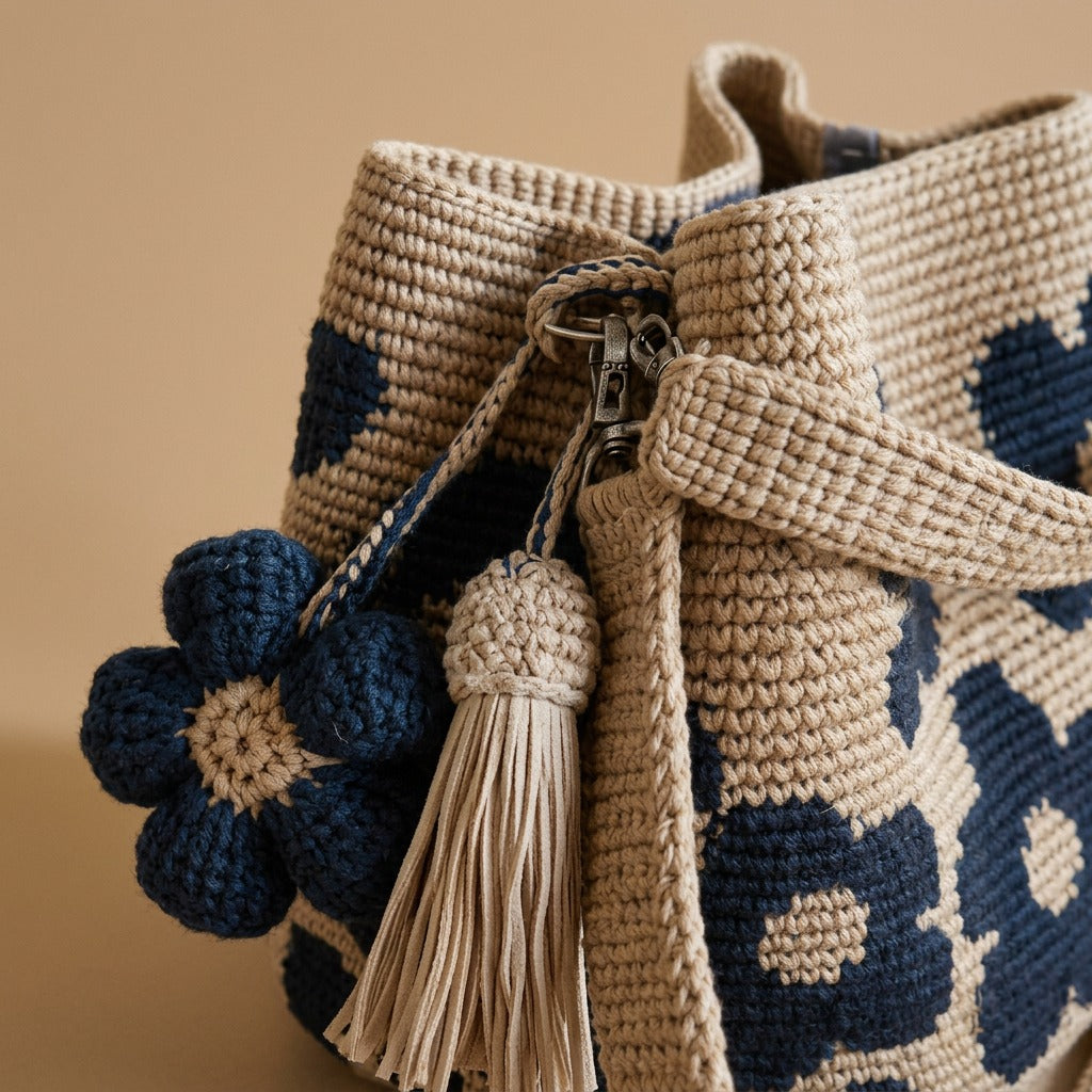 Hand-Crocheted Flower Tote Bag For Women