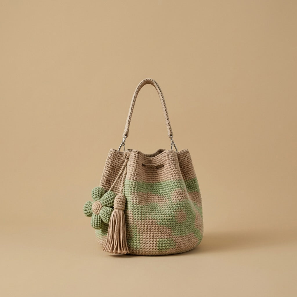 Hand-Crocheted Flower Tote Bag For Women