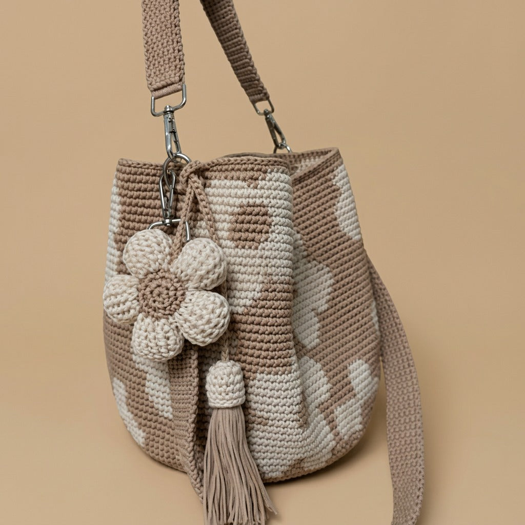 Hand-Crocheted Flower Tote Bag For Women
