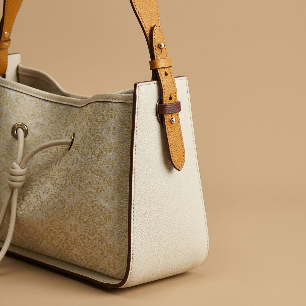 Light Luxury National Style Genuine Leather Underarm Bag Large Capacity