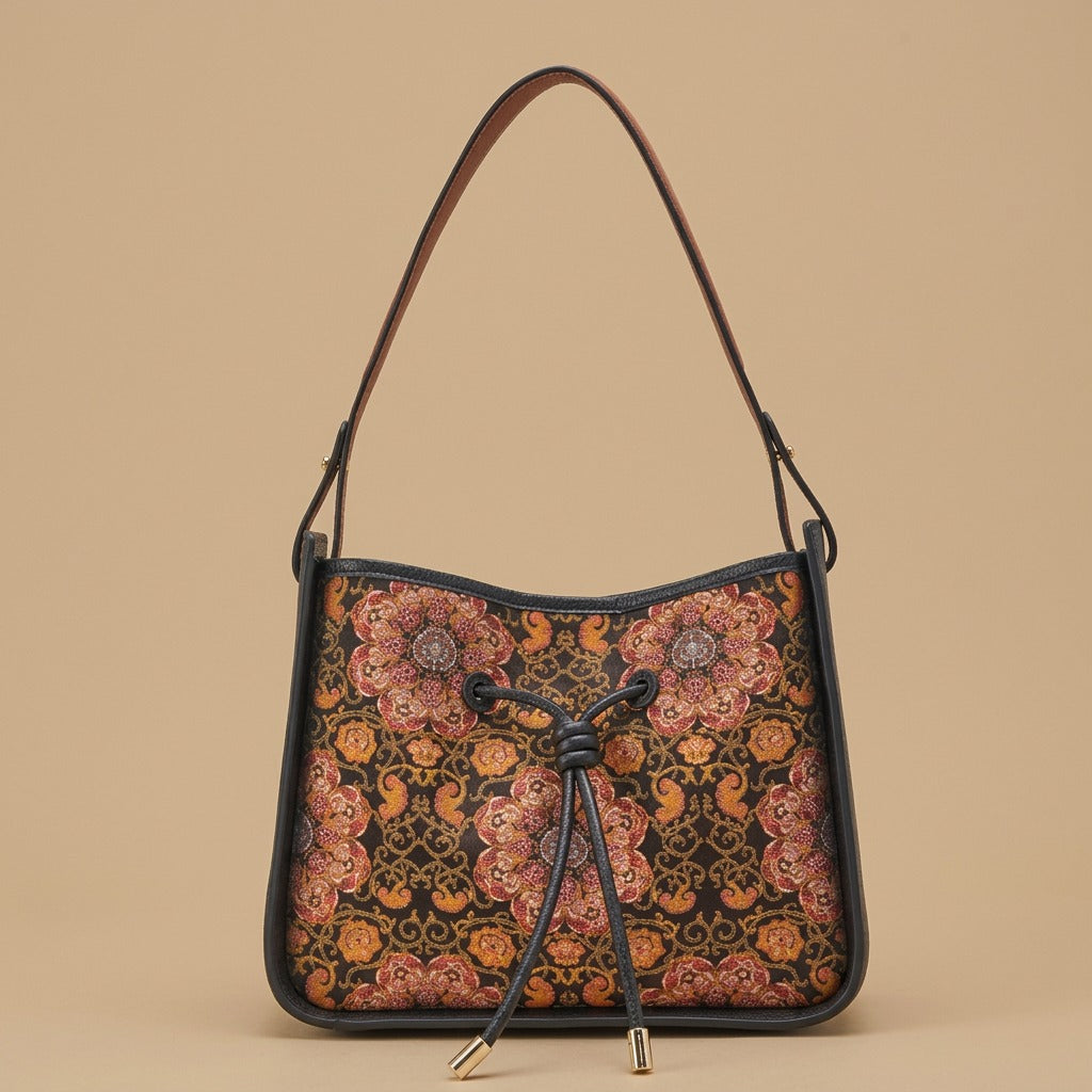 Light Luxury National Style Genuine Leather Underarm Bag Large Capacity