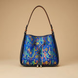 Light Luxury National Style Genuine Leather Underarm Bag Large Capacity