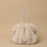 New Plush High-end Fashion Pleated Faux Fox Fur Shoulder Bag