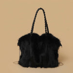 New Plush High-end Fashion Pleated Faux Fox Fur Shoulder Bag