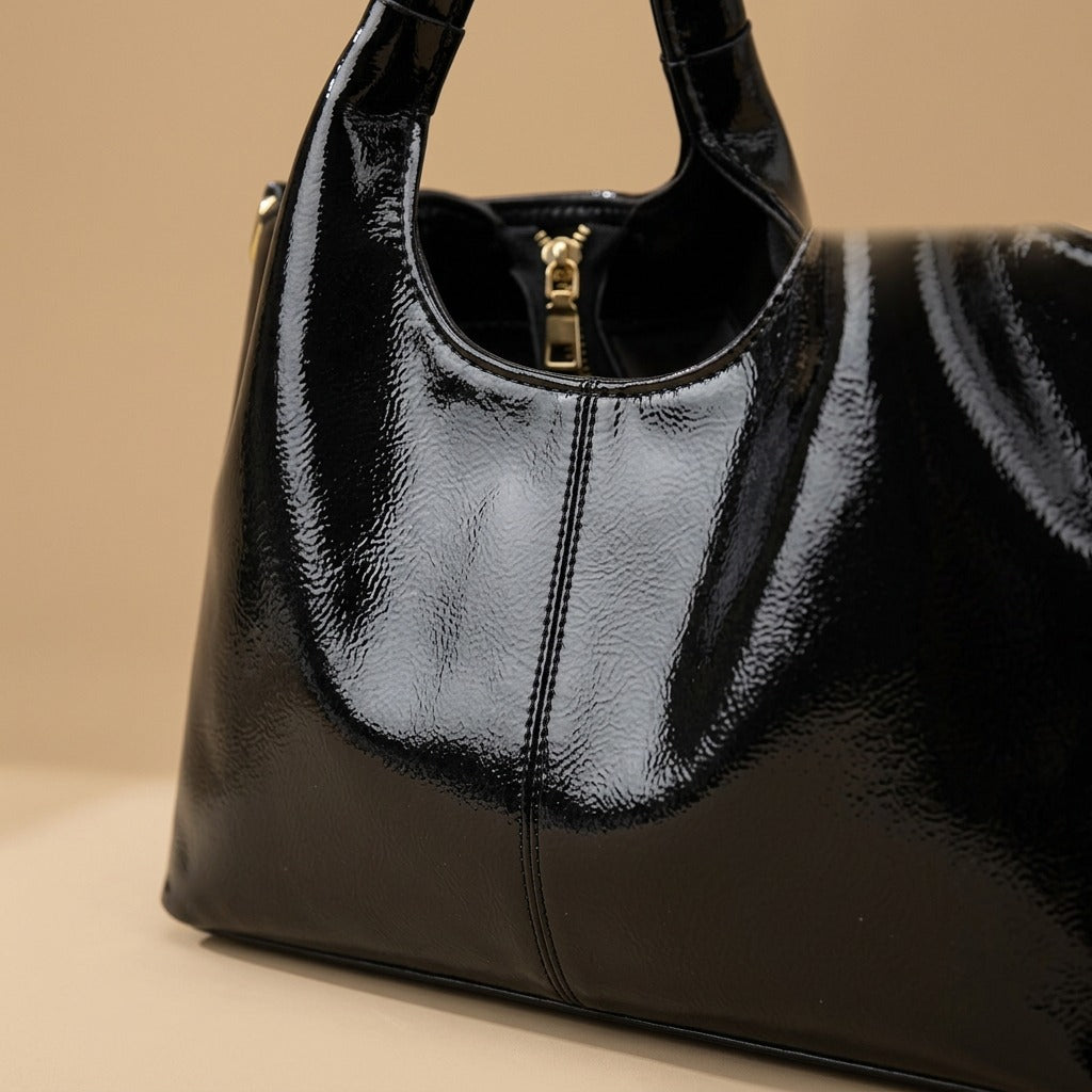 Premium Glossy Leather Trendy Commuter Bag