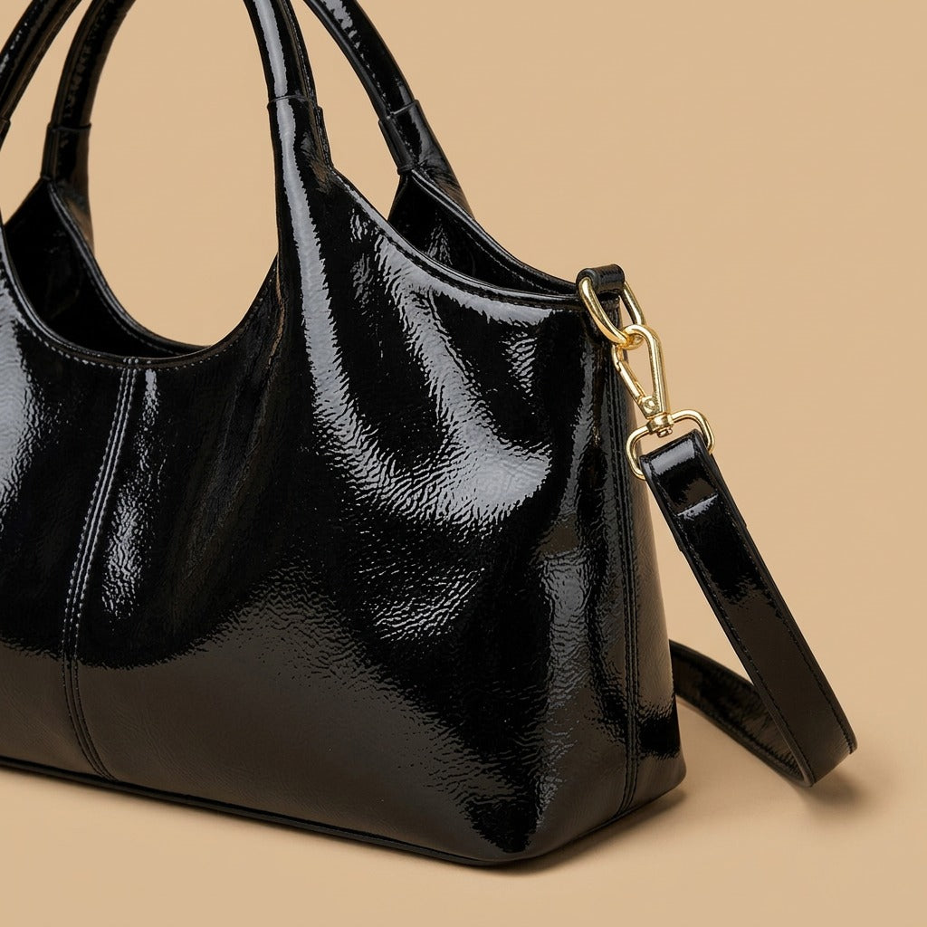 Premium Glossy Leather Trendy Commuter Bag