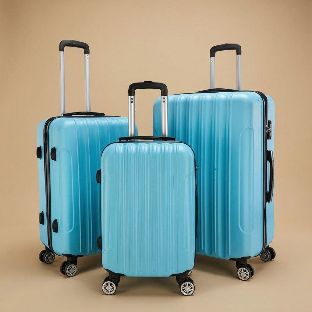 Classic Ribbed 3-Piece Spinner Luggage Set with TSA Lock